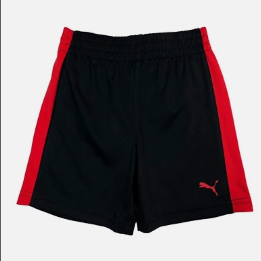 PUMA Kids Black Shorts with Red Stripes
